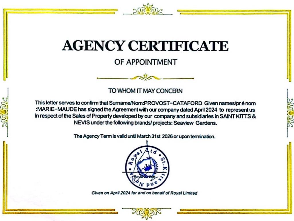 Agency Certificate